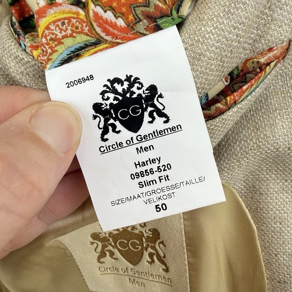 Circle of Gentlemen Harley Silk Wool Slim‎ Blazer 50 EU 40R Natural Portugal